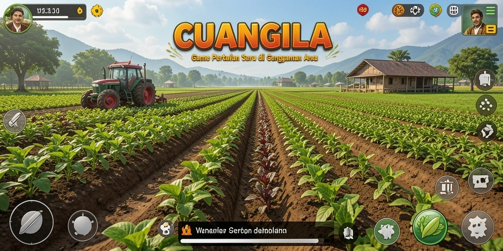 Screenshot CUANGILA menampilkan petani yang merawat ladang dengan penuh semangat.