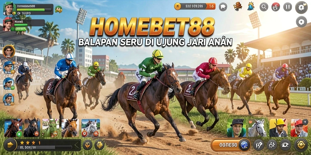 Tampilan seru gameplay balapan di HOMEBET88.