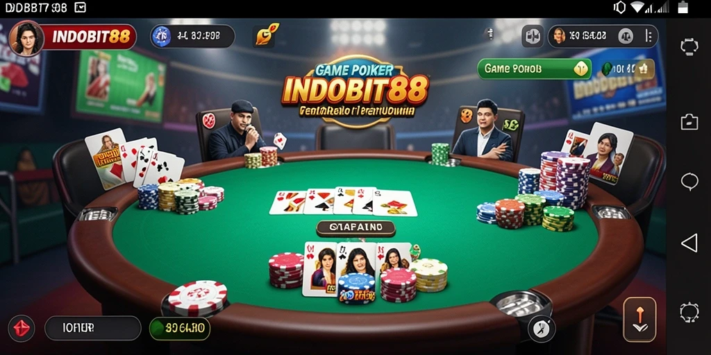 Screenshot gameplay INDOBIT88 menampilkan aksi seru permainan poker.
