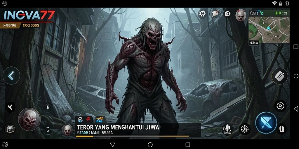 Screenshot INOVA77 menampilkan suasana gelap dan menegangkan gameplay Horror.