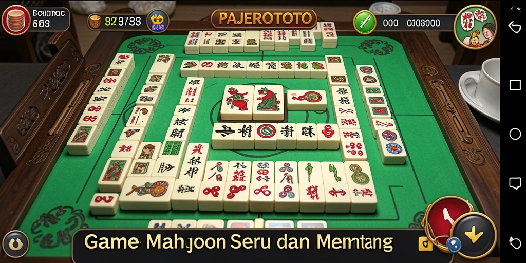 Screenshot dari gameplay PAJEROTOTO yang menampilkan pencocokan ubin Mahjong.