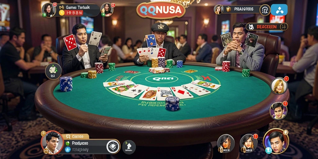 Tampilan gameplay seru dalam permainan Poker di QQNUSA.
