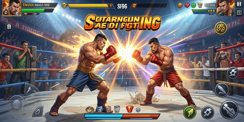 Tampilan intens dari gameplay pertarungan di SR996.
