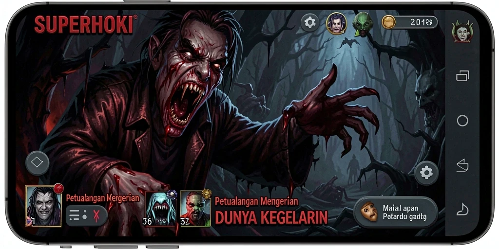 Screenshot menunjukkan momen menegangkan di dunia SUPERHOKI.