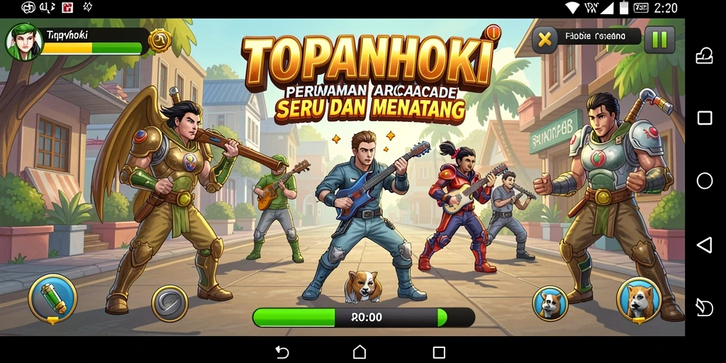 Tangkapan layar utama TOPANHOKI menampilkan keseruan gameplay Arcade.