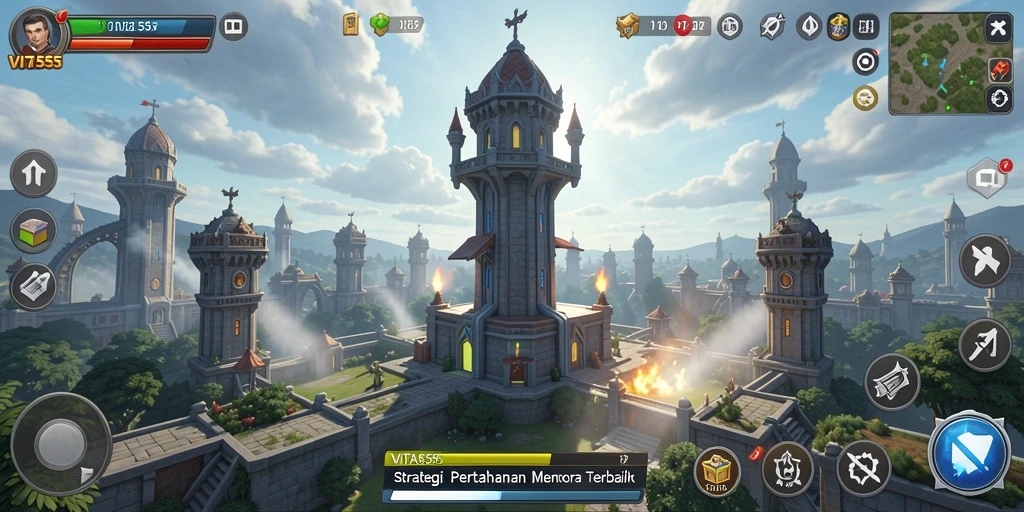 Tangkapan layar VITA555 menampilkan aksi mendebarkan dalam game Tower Defense.