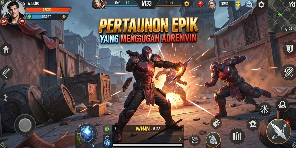 Tampilan gameplay WIN33 yang intens dan seru saat bertarung.